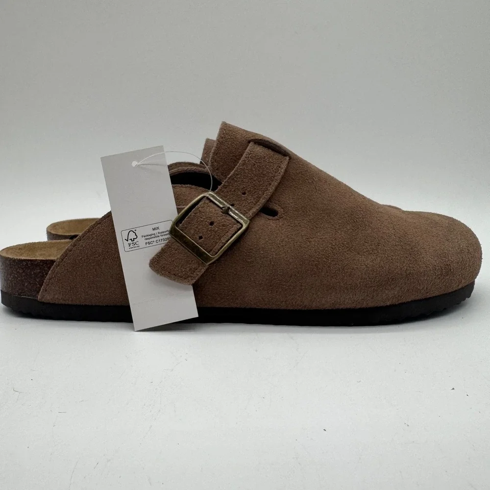 Khombu Damian Men's Taupe Suede Mule Clogs Slip On Shoes Size 9 New